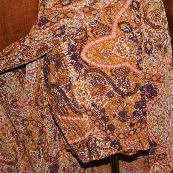 Xhilaration Rust Cream & Purple Chiffon Maxi Dress With Four Slitted Panels - Picture 6 of 8